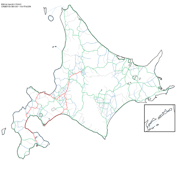 昭和19年11月25日現在の道内路線網図
