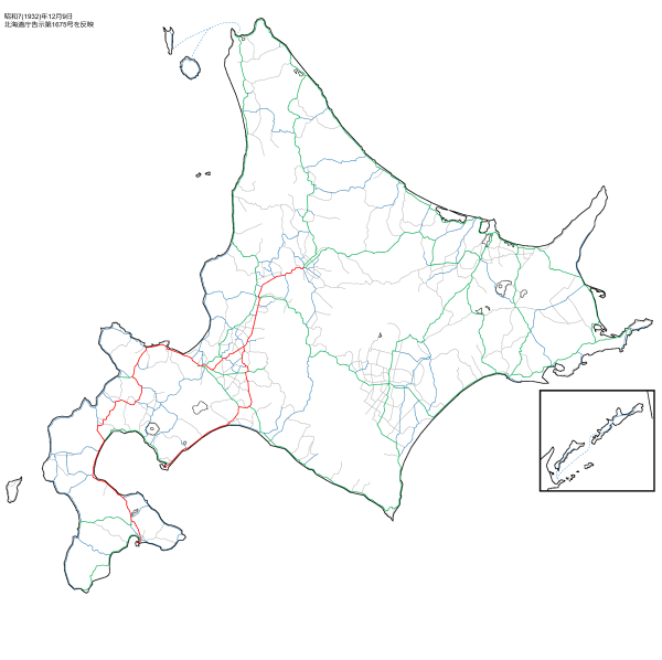 昭和7年12月9日現在の道内路線網図