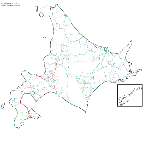 昭和15年11月30日現在の道内路線網図