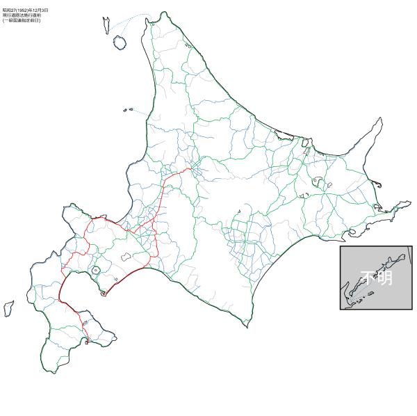 昭和27年12月3日現在の道内路線網図