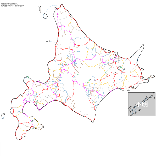 昭和29年3月30日現在の道内路線網図