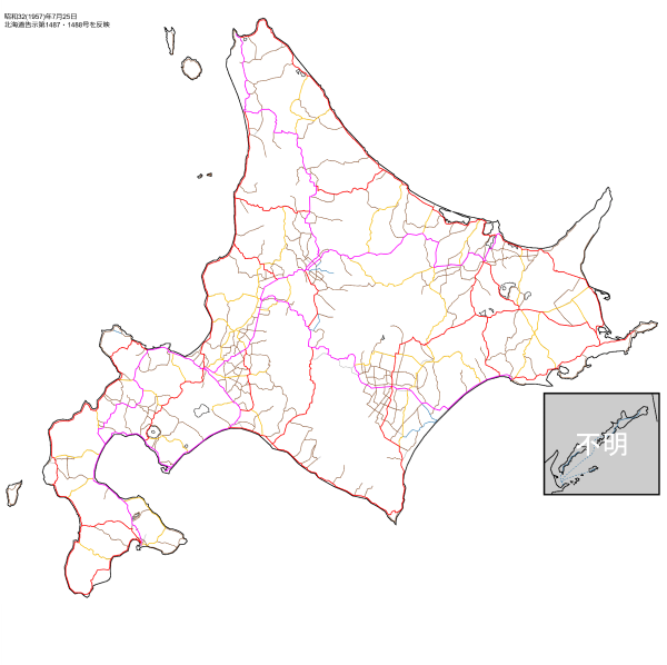 昭和32年7月25日現在の道内路線網図