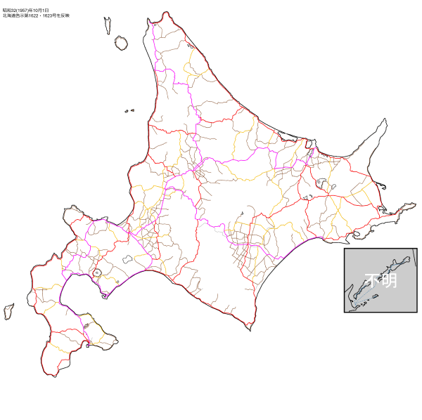 昭和32年10月1日現在の道内路線網図